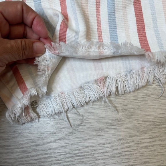 American Eagle Outfitters Cotton Striped Raw Hem Mom Short Pink Blue Size 14 - Picture 11 of 13